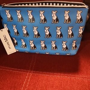 Marc Tetro Blue Dog Print Cosmetic Zip Pouch